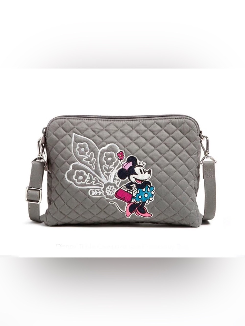 Vera Bradley Disney Minnie Mouse Triple Compartment Crossbody Bag Purse Gray - Picture 2 of 12